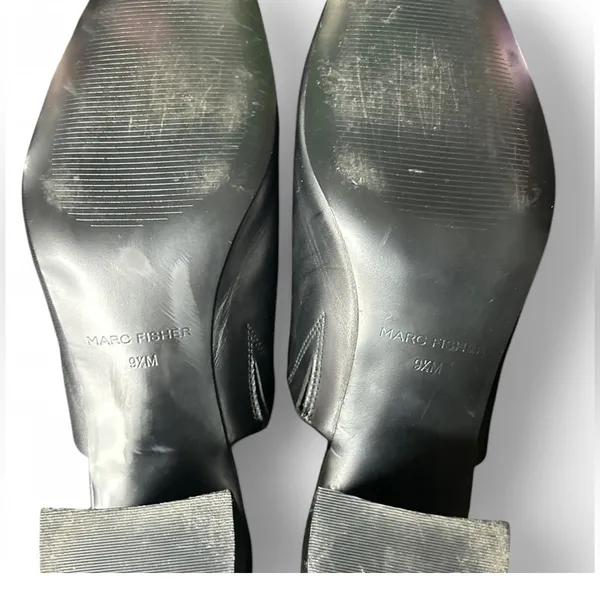 Marc Fisher Woman’s fanna mules black heel mule square toe. Size 9.5. - Image 10