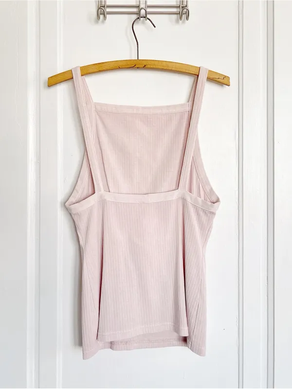 Free People • Set Up Tank blush pink high square neck ribbed knit Sugared - Image 8