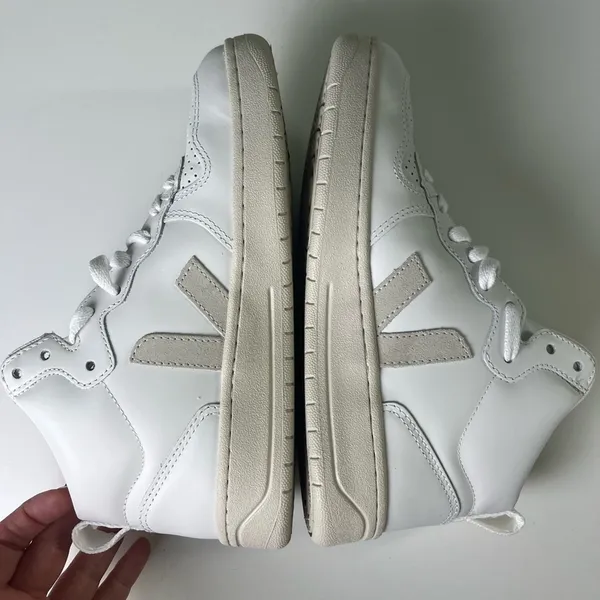 Veja V-15 Leather Extra White Suede Organic Cotton Natural High-Top Trainers 6 - Image 4