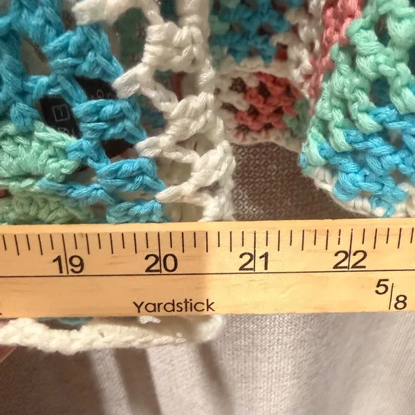 POL Womens Crochet Granny Square Floral Sweater Top Blue‎ Pink GST179 Medium - Image 7