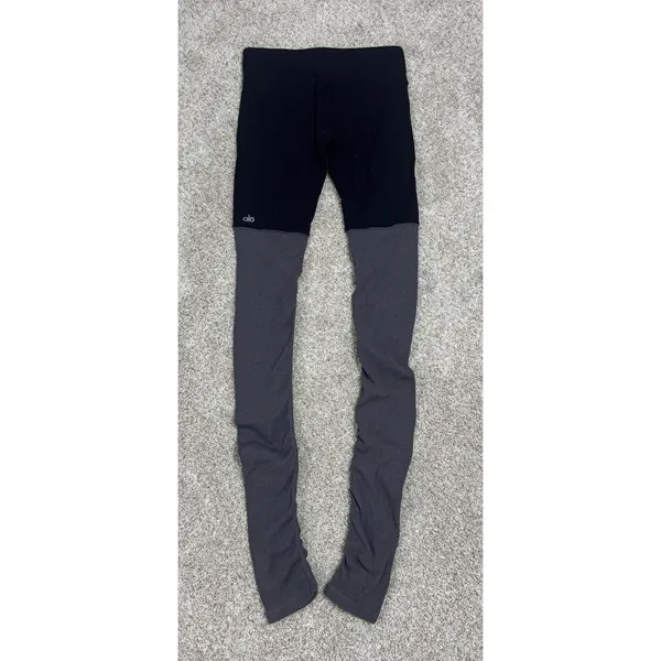 Alo Yoga Goddess Ribbed Leggings Black Charcoal Colorblock Size M - Image 8
