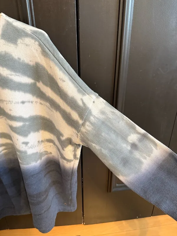 American Eagle Outfitters Pale Blue & White Tie-Dye Crewneck - Image 2