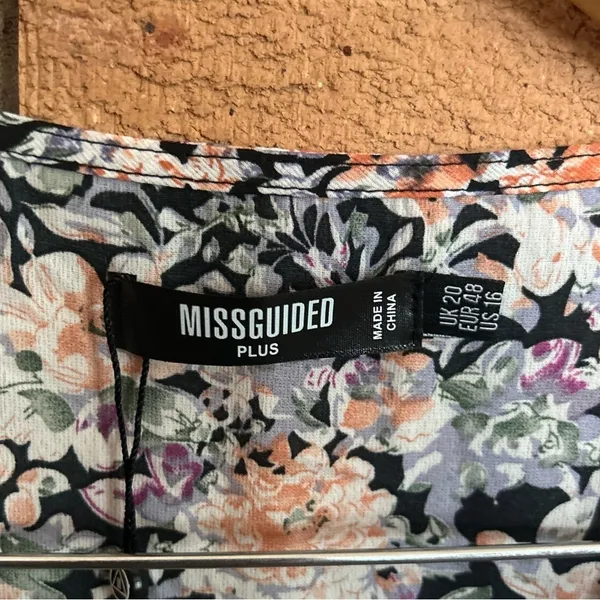 NWT Missguided Plus Floral Wrap Ruffle Tea Dress Black Women’s Size US 16 - Image 2