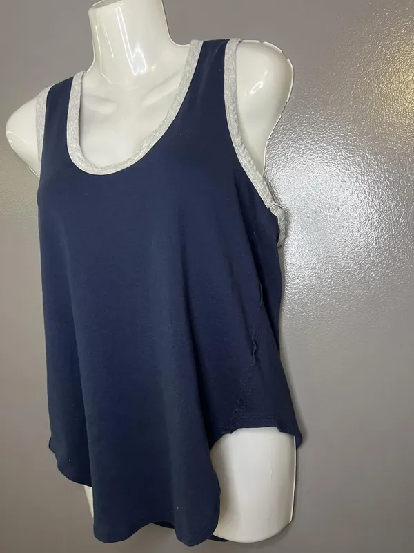 We The Free Tank Top Womens Small Blue Racerback Scoop Neck Bow Hem Relaxed - Image 4