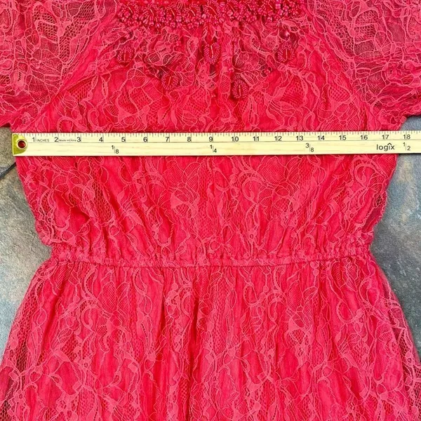 Free People Beaded Lace Vintage Style Mini Dress Large - Image 8