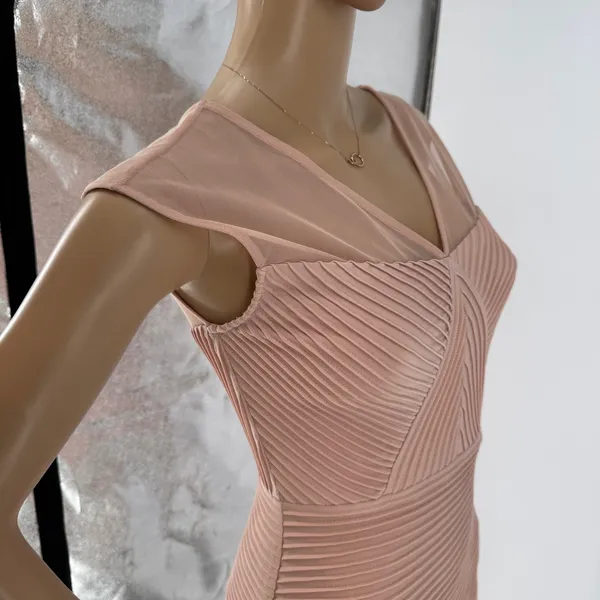 Calvin Klein‎ Womens Pink Ribbed Mesh V-Neck Cocktail Bandage Dress Size 2 - Image 14