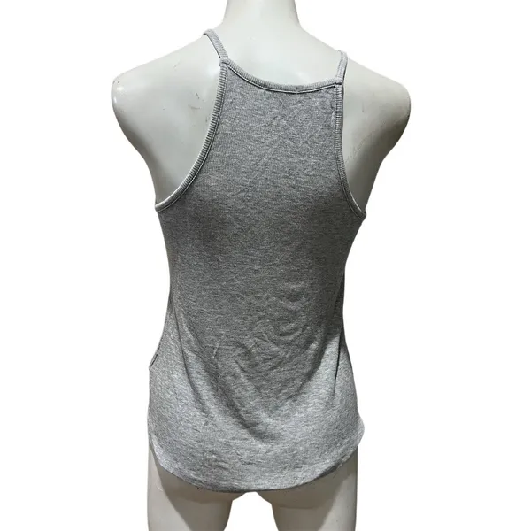 Splendid Tank Top Womens M Heather Gray Ribbed Racerback High Neck Stretch - Image 6