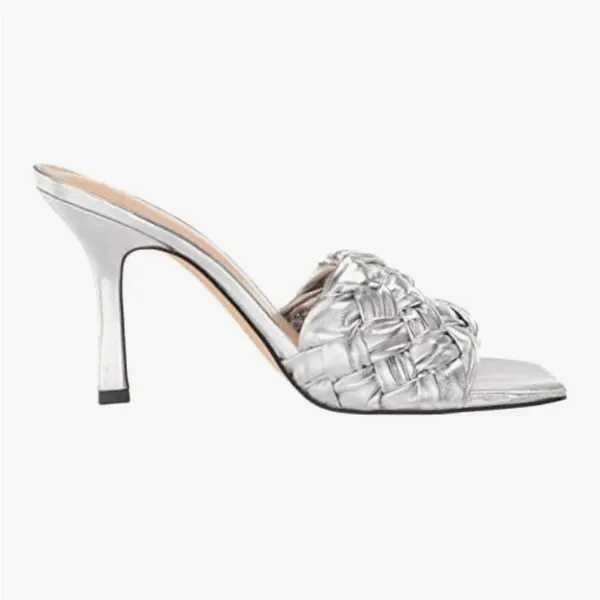 Marc Fisher leather Silver Woven Heeled sandals - Image 3