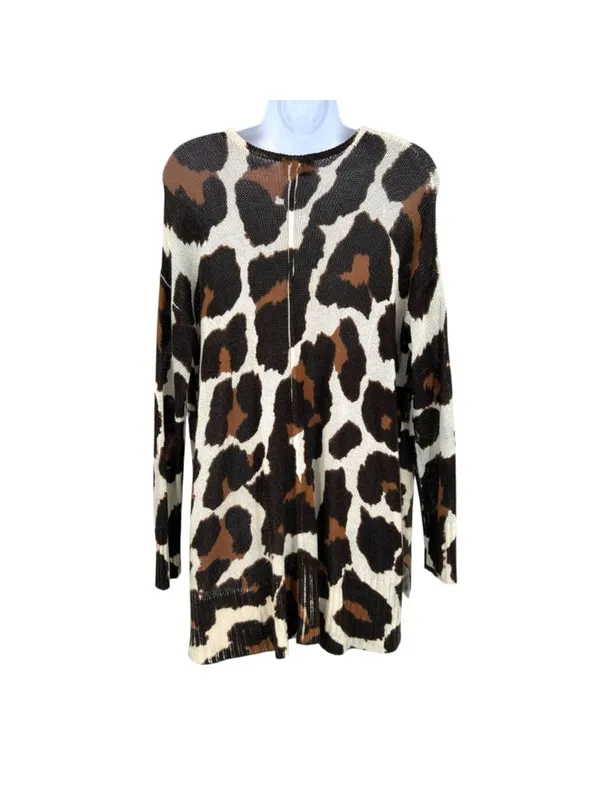 Show Me Your Mumu Wildcat Knit Hug Me Sweater Leopard Brown Black White Size XS - Image 7