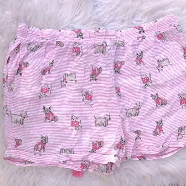 Jaclyn smith Pink striped dog print Women's pajama shorts size large - Image 4