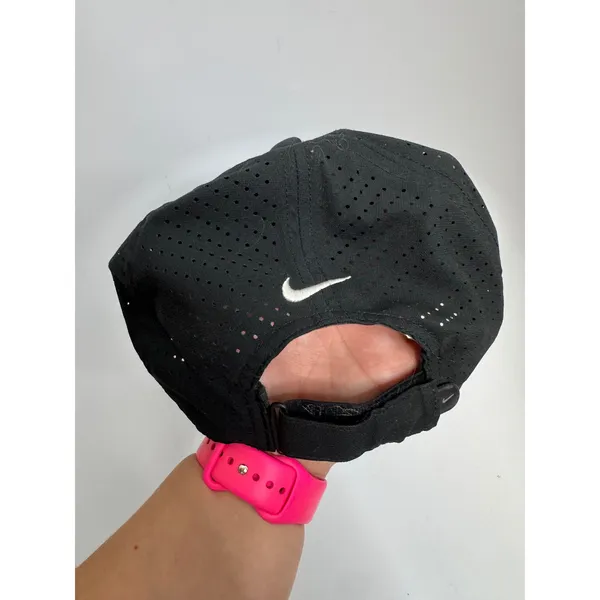 Nike Golf Hat Unisex OSFM Black Excellent Perforated Swoosh Adjustable Cap - Image 2
