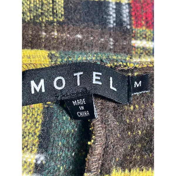 Motel Women's Multicolor Plaid Strapless Tube Bandeau Lace Up Crop Top Size M - Image 3