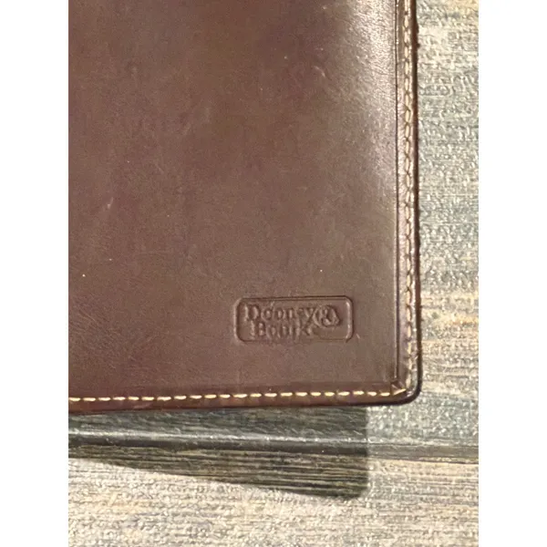 Dooney & Bourke Monogram Jacquard Leather Trim Bifold Long Wallet Brown Vintage - Image 7
