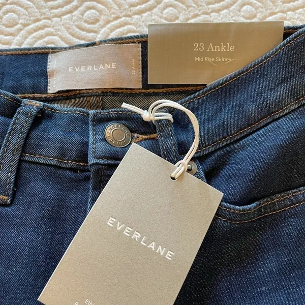 Everlane Blue Medium Wash Authentic Stretch Mid Rise‎ Skinny Jeans Size 23 - Image 9