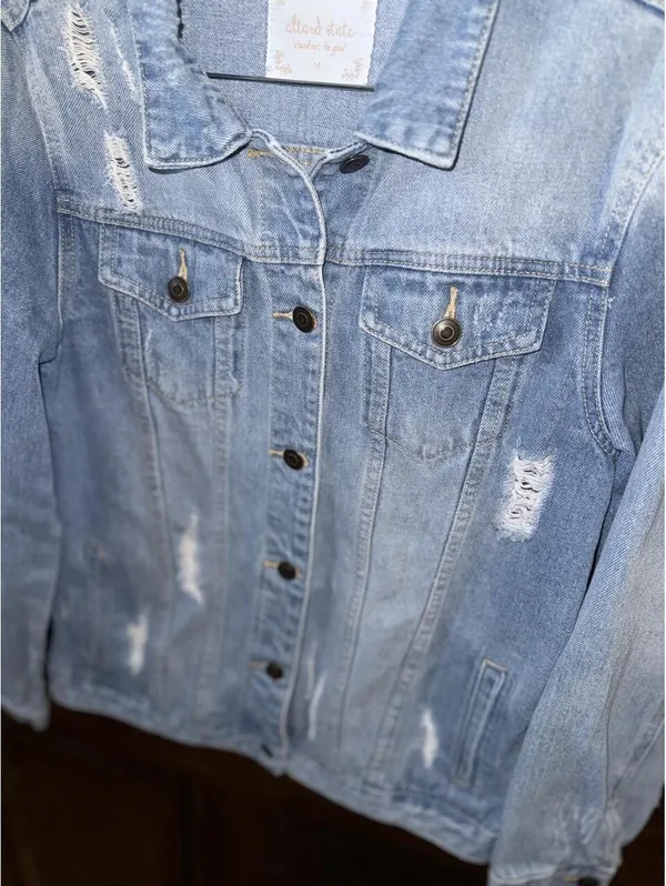 Altar'd State Distressed Denim Trucker Jacket - Image 2