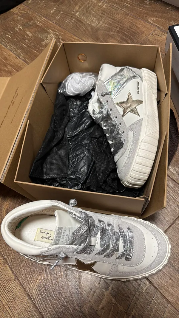Vintage Havana Metallic High Top Sneakers - Image 2