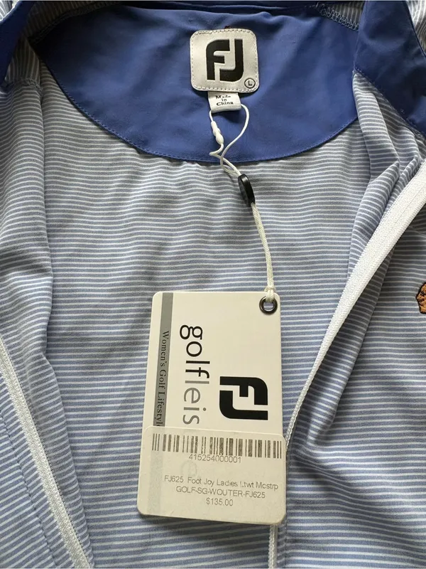 Footjoy Lightweight Periwinkle Striped Full Zip Jacket Womens Size L Golf NWT - Image 7
