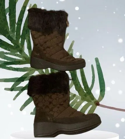 Coach monogram fur trim mid calf boots. - Image 2