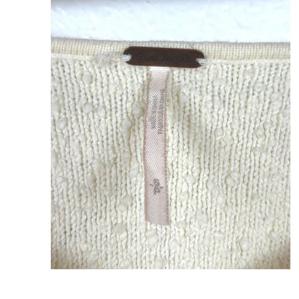 Free People Found‎ My Friend Sweater Small Cream Balloon Sleeve Knit Popcorn - Image 6