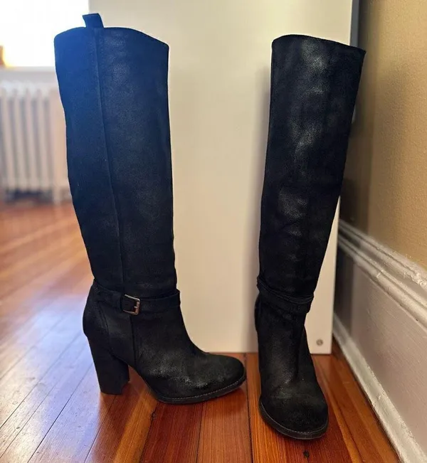 Belle by Sigerson Morrison Hayley Distressed Suede Knee-High Boots Size 8 - Image 4