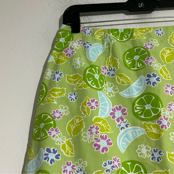 Vintage Lilly Pulitzer White Label Green Citrus Floral Print Mini Skirt Preppy - Image 3