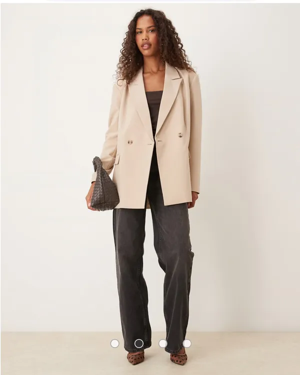 H&M beige double breasted oversized blazer  - Image 2