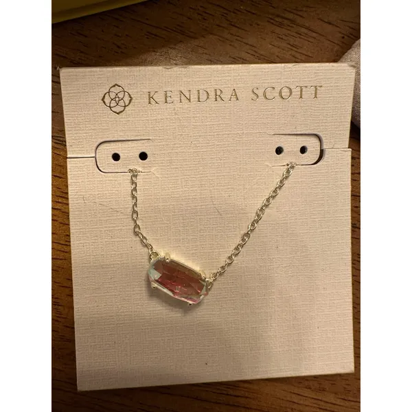 Kendra Scott Ever Dichroic Glass Pendant Gold Necklace NEW W/ Pouch & Box - Image 2