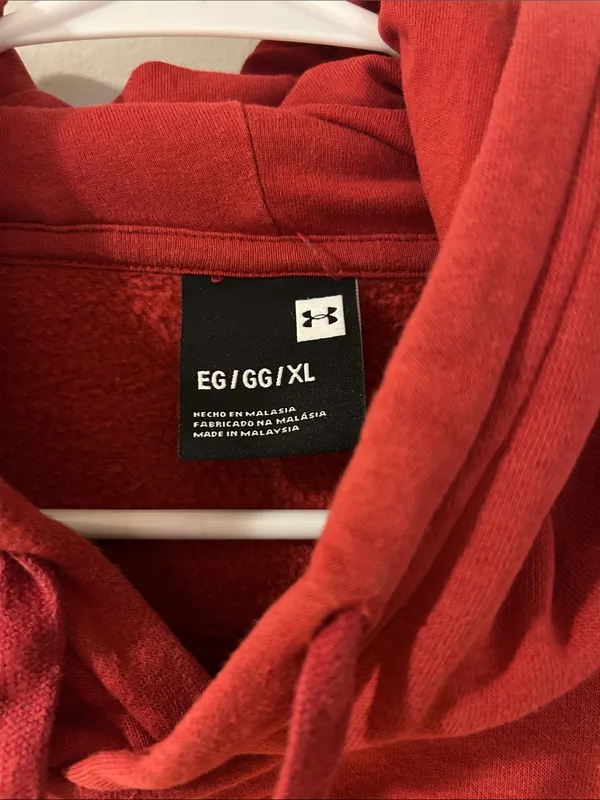 Under Armour Red Hooded Sweatshirt with White Logo - Image 2