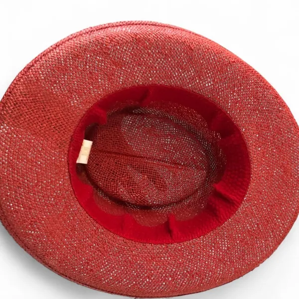 Unisex Western Ranch Rodeo Concert Festival Boho Indie Cowboy Cowgirl Straw Hat Cap Red Measurement in pics - Image 7