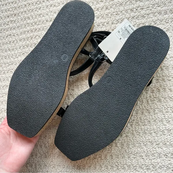 A New Day Black Nova Platform Cork Strappy Sandals Size 8 - Image 9