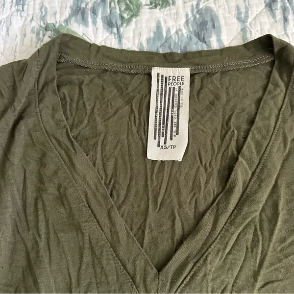 Free People Oh Me Oh My Bodysuit XS Olive Green Deep V Neck - Image 5