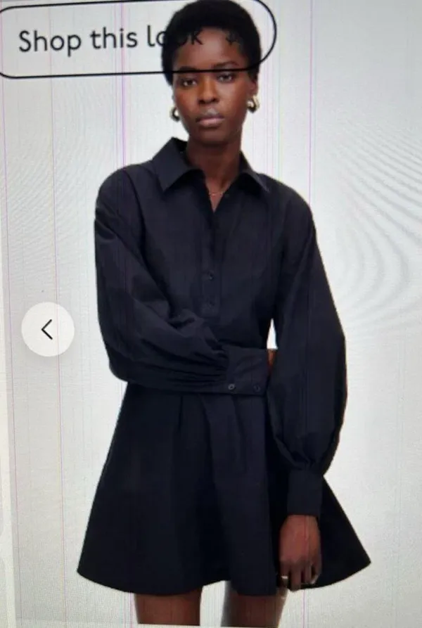 Madewell $138 Seamed Long-Sleeve Mini Shirtdress in Poplin Black Size 8 NV025 - Image 2