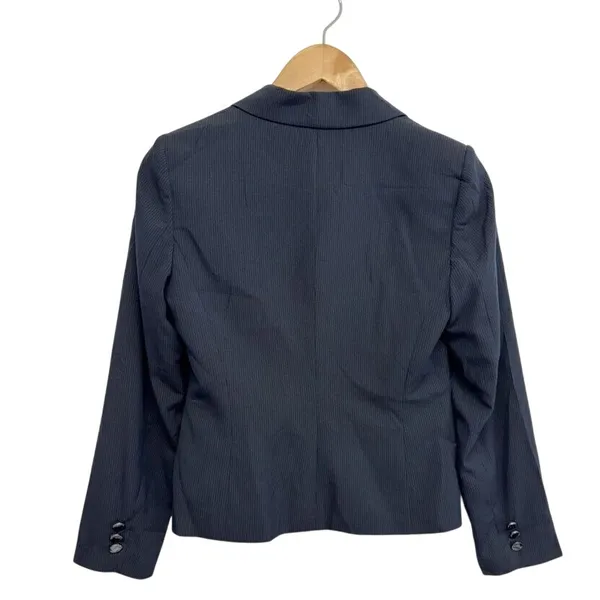 Calvin Klein Navy Blue Pinstripe Two Button Blazer Jacket Size 4P - Image 3