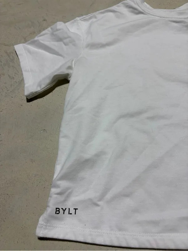 Bylt premium basics White Short-Sleeve essential cropped Crewneck Tee XS - Image 2