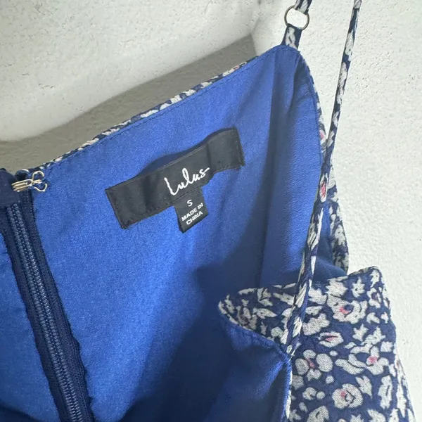 Lulus Small‎ Blue Floral Ruched Mesh Bodycon Dress CP - Image 3