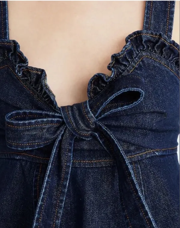 Madewell X Karen Walker Raw-Edged Denim Trianon Top Size 8 - Image 4