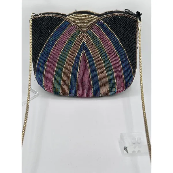 VIntage 1980s La Regale Beaded Art Deco Flapper Geometric Purse - Image 8