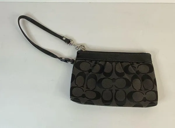 Coach Black Signature Canvas Wristlet - Image 2