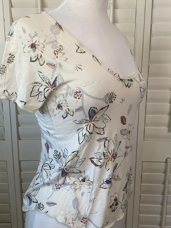 Wilfred Cream Floral Scoop-Neck Peplum Crop Top - Image 5
