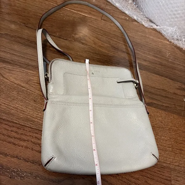Kate‎ Spade Crossbody Bag Pebbled Leather Gray Zipper Flap Small Preppy Chic - Image 12