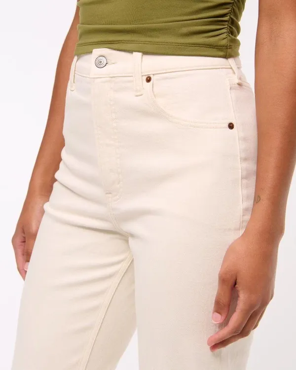 Abercrombie Cream Ankle Straight Ultra High-Rise Jeans - Image 7
