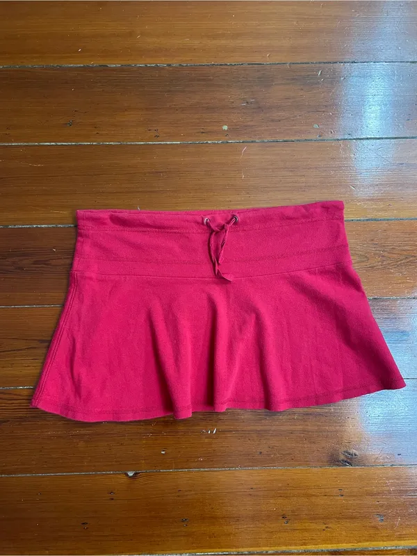 Vintage SO… So Real. So Right Y2K Red Cotton Micro Mini Skirt Sz M 💚🎀 - Image 4