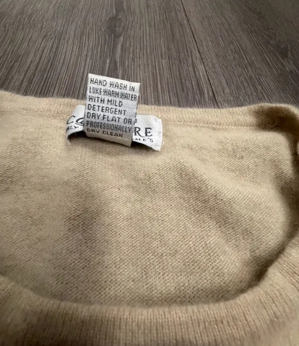 Sutton Studio 100 Cashmere Beige Tan Crewneck Sweater Long Sleeve Womens Large - Image 4