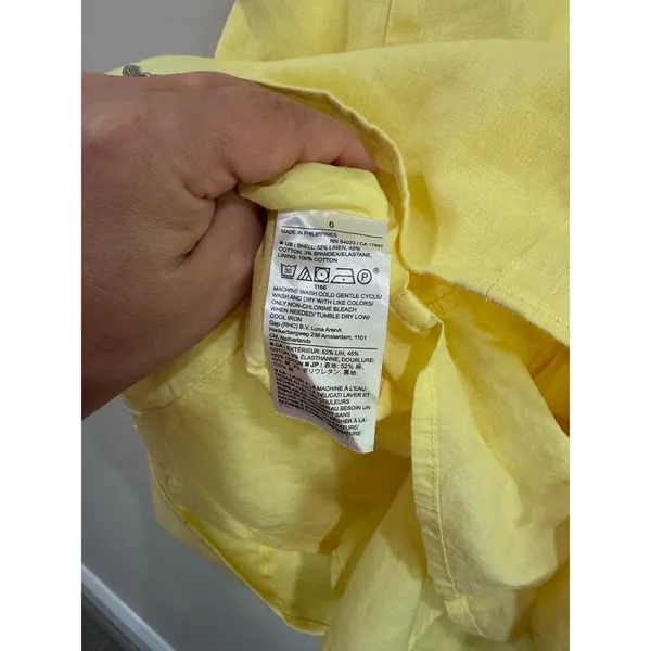 Banana Republic Yellow Linen‎ Blend Fit & Flare Mini Dress Size 6 - Image 9