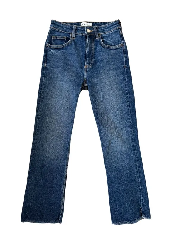 ZARA Medium Wash Straight Leg Jeans Size US 0 - Image 8