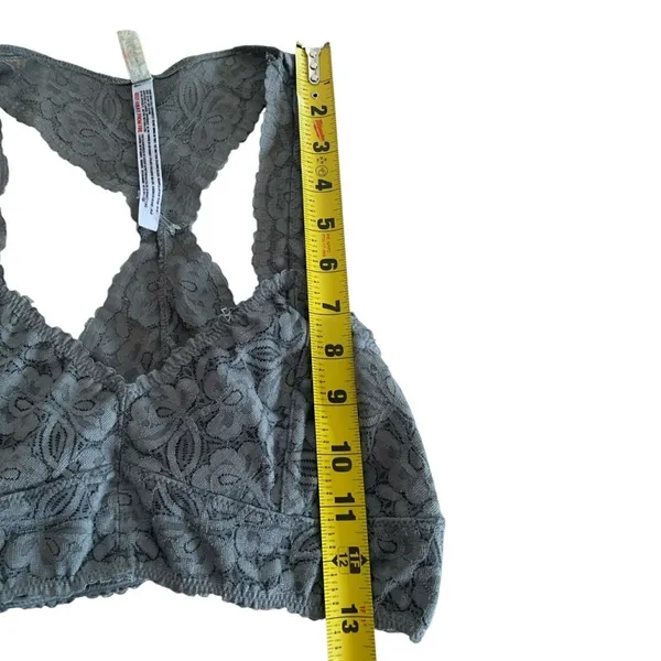 Free People Adella Bralette Womens Small Grey‎ Lace Racerback Boho Festival Core - Image 5