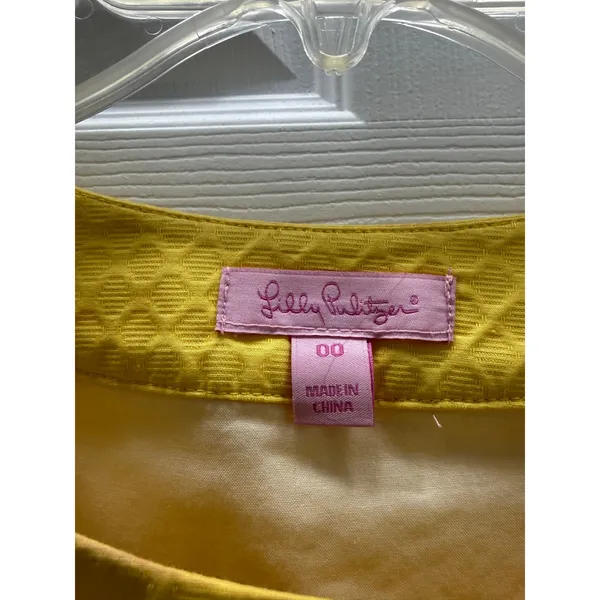 Lilly Pulitzer Jacqueline Shift Dress Sunglow‎ Yellow Lace Trim Honeycomb 00 - Image 3