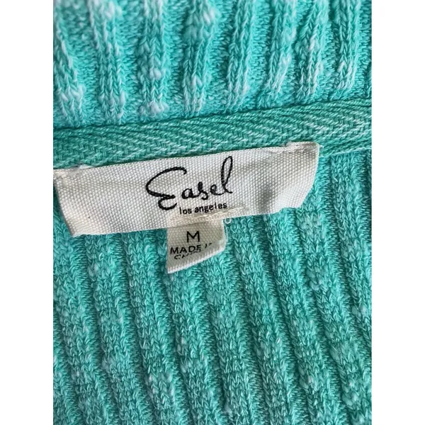 Easel Los Angeles‎ Ribbed Collared Neck Pullover Top Mint Green Size M - Image 11