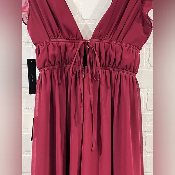 NWT Lulus I’m All Yours Burgundy Ruffle Maxi Dress - Image 12