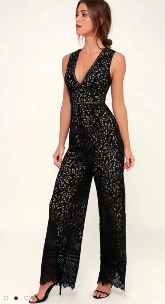 Lulus Black Lace Jumpsuit - Image 2